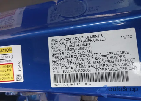2022 Acura Tlx A-Spec Package from USA, damaged, VIN 19UUB5F55NA006004
